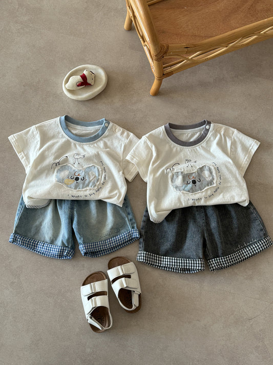 Children's Summer Thin Short-sleeved Shirt Korean Style Shorts Two-piece Children's Suit
