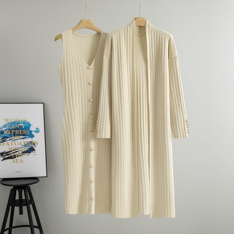 Women's Style Long Knitted Elegant Dress Two-piece Suits