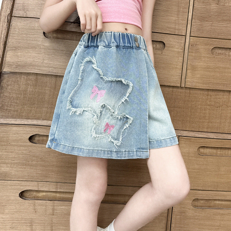 Denim Shorts Older Summer Wear Western Style Hot Children's Pants