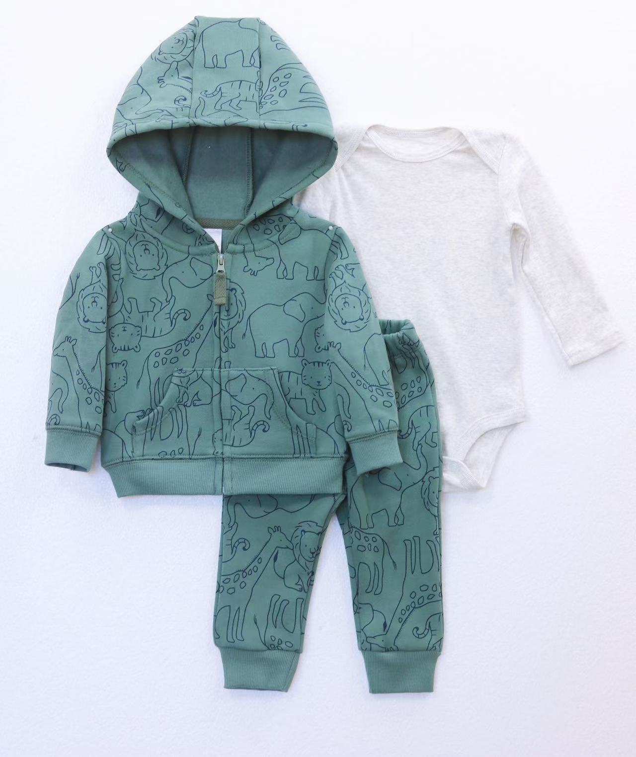 Women's & Men's Clothing Sweater Jacket Hooded Long-sleeved Romper Three-piece Children's Suit