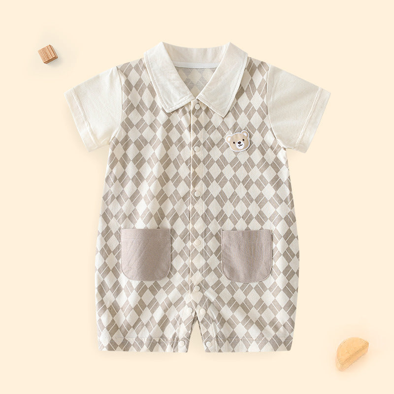 Sleeved Kazakhstan Fashionable Pure Cotton Born Clothes Lapel Handsome Jumpsuit, Climbing Suit