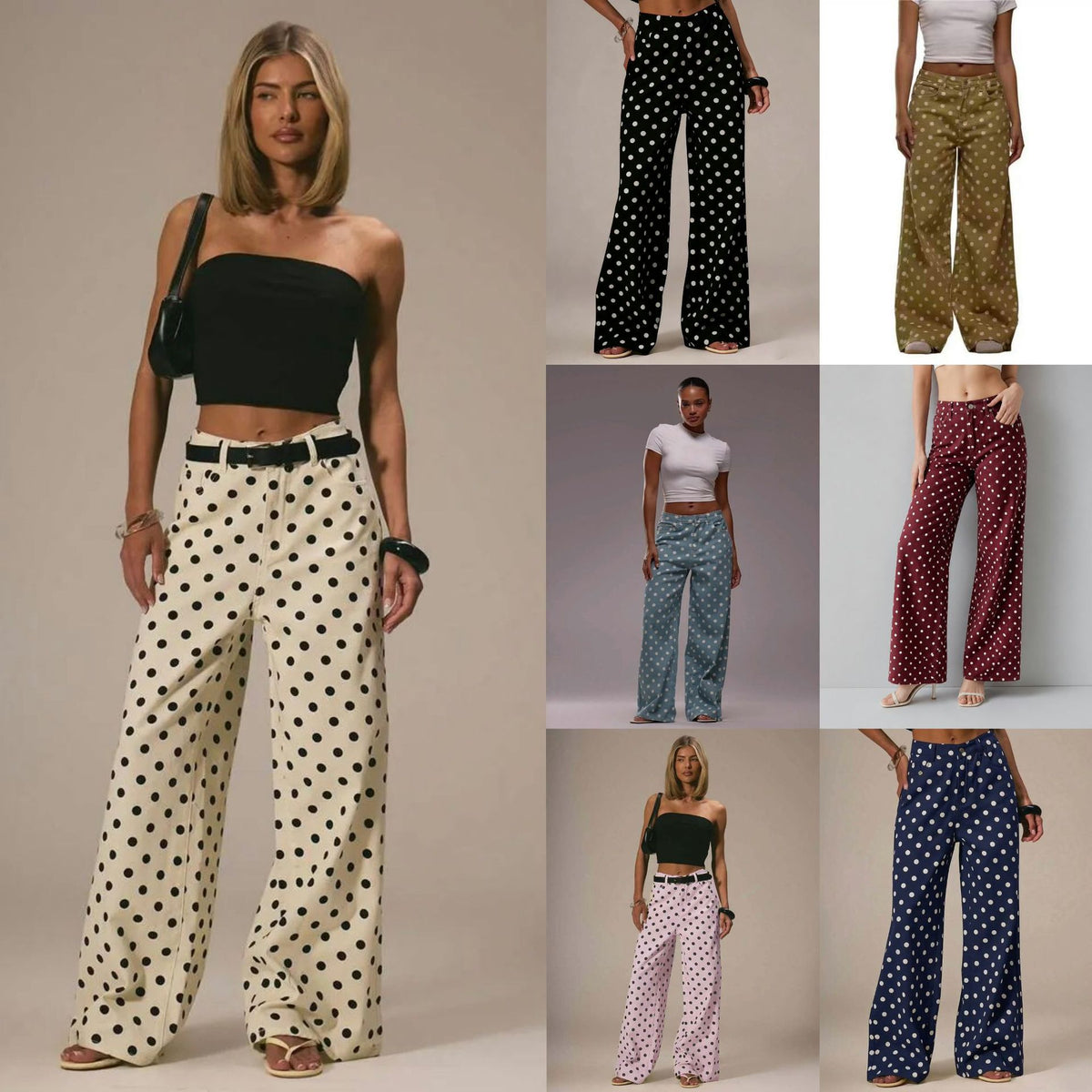 Women's Polka-dot Loose-fitting Casual Denim Trousers Polka Women's Jeans