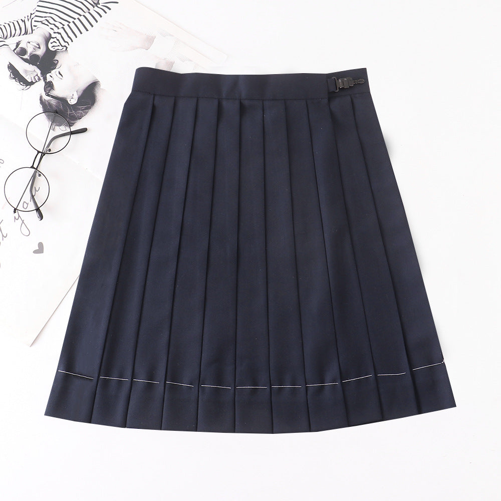 Pleated Orthodox Solid Color High Waist Skirt