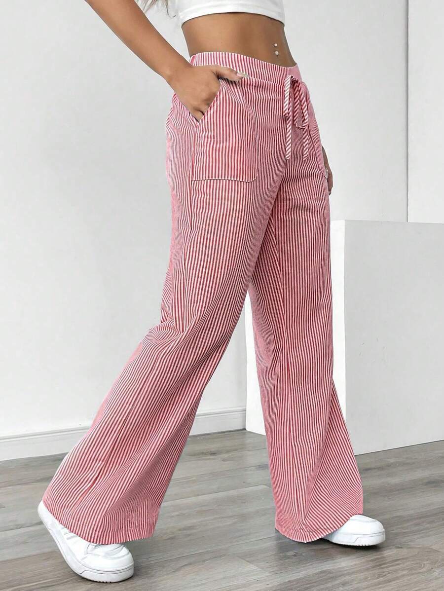 Women's Spring Striped Fashion Loose Trousers Wide Casual Pants