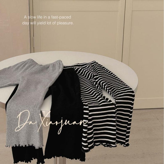 Korean Style Autumn Bell-bottom Striped Leggings Children's Pants