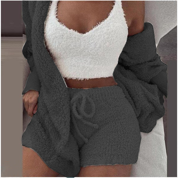 Women's Winter Plush Pajamas Long Sleeve Sports Fashion Casual Suit