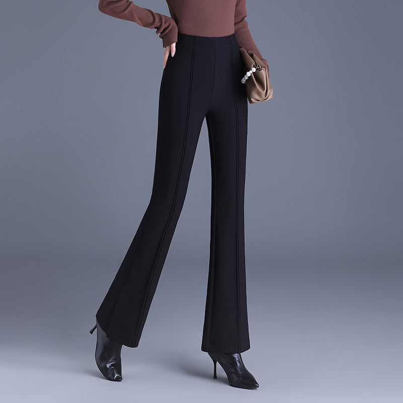 Women's High Waist Slimming Mother Thickened Woolen Casual Pants