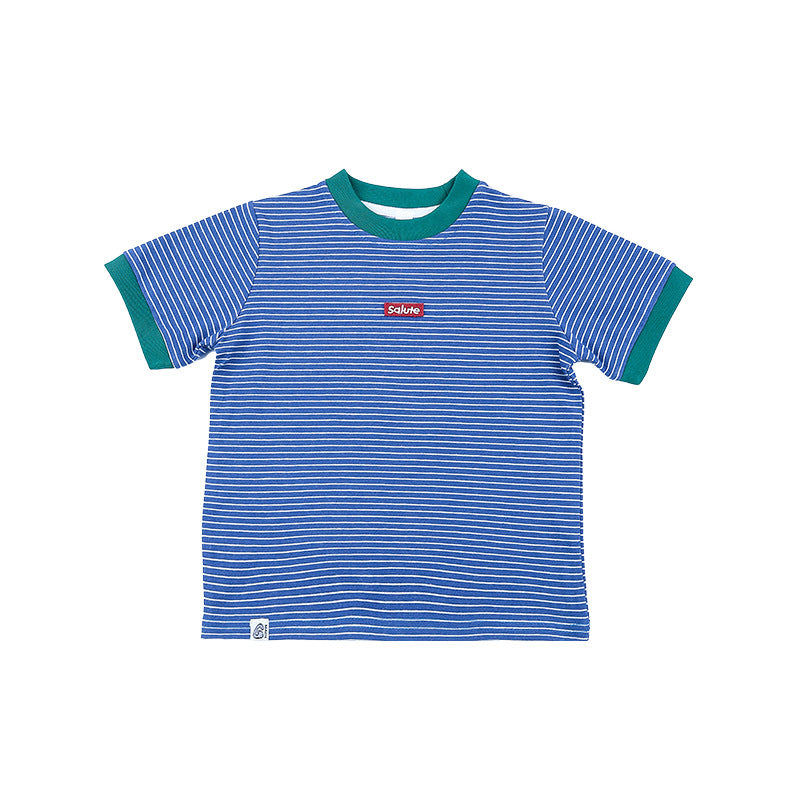 Children's Striped Short Sleeve Summer Outdoor Style Contrast Color Dopamine Half Children's T-shirt