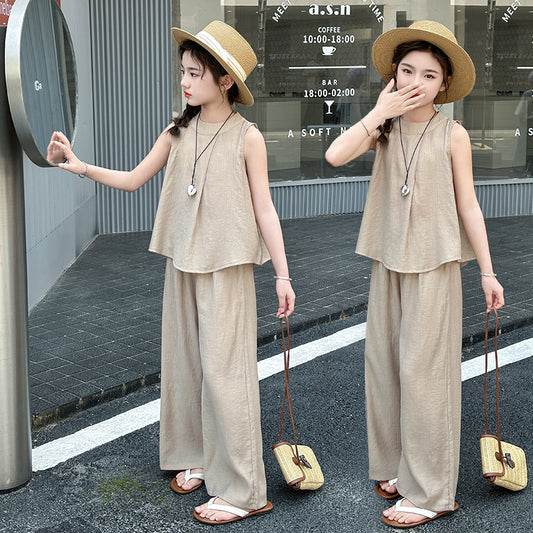 Summer Chinese Style Pants Two-piece Set Children's Suit