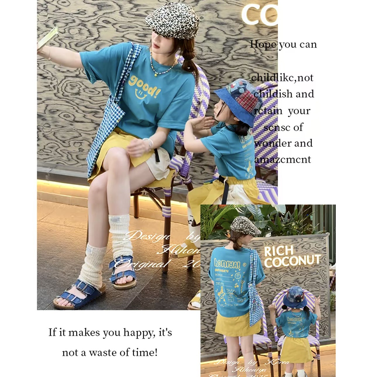 Fried Street Summer Clothes Family Three Or Four Cartoon Parent-child Outfit