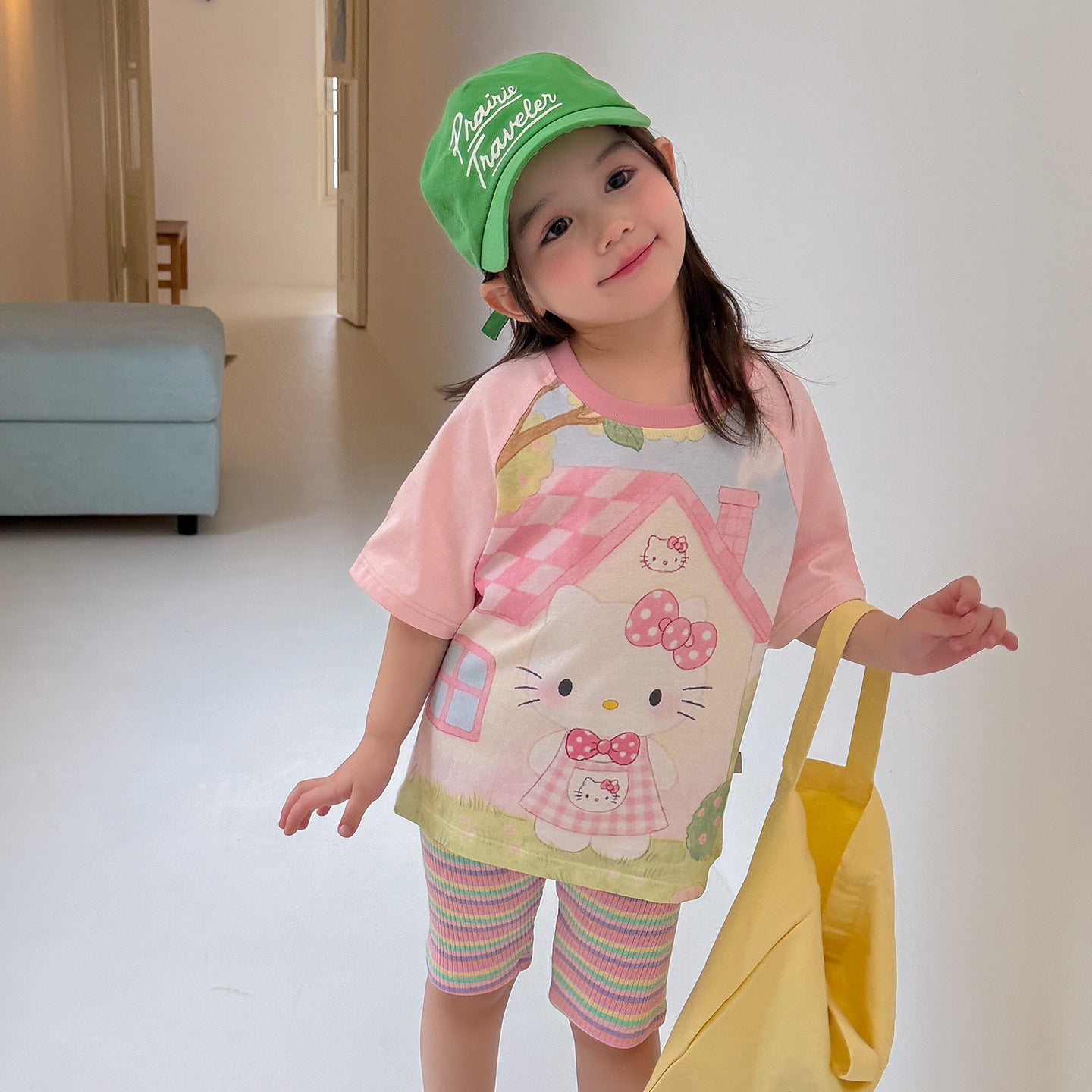 Children's Large Small Roll Summer Raglan Sleeve Cartoon Short Boys Cute Children's T-shirt