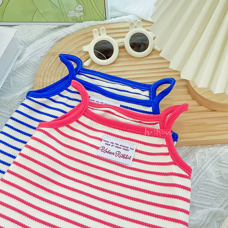 Children's Summer Korean Style Clothing Western Striped Children's Dress