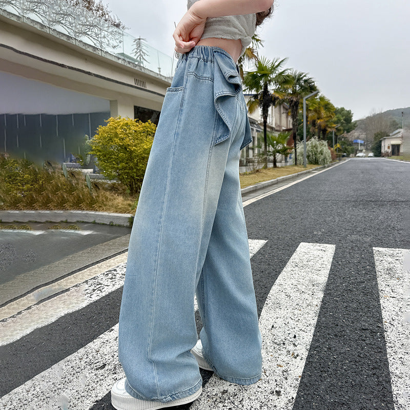Jeans Fashionable Bow Trousers Korean Style Summer Children's Pants