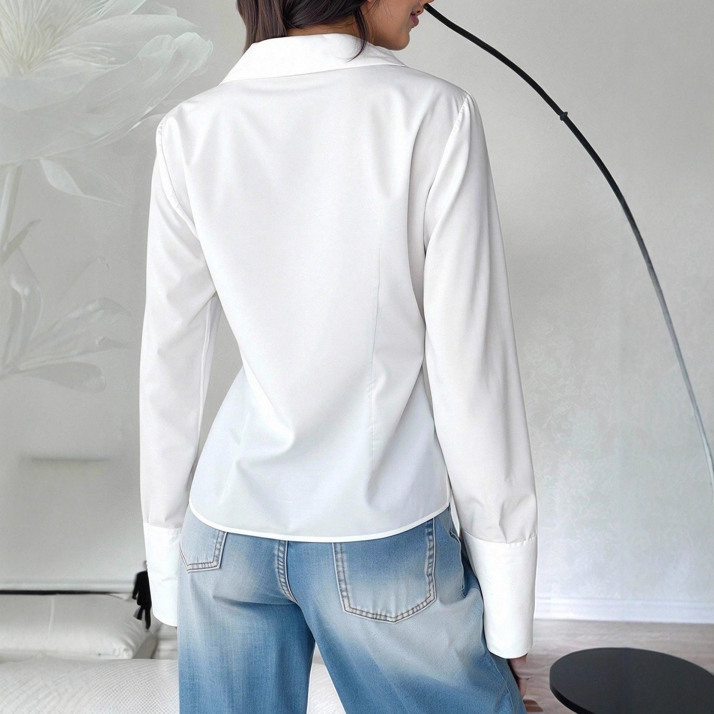 Women's Style Flared Sleeves Shirt Bandage Dress Hot Blouse