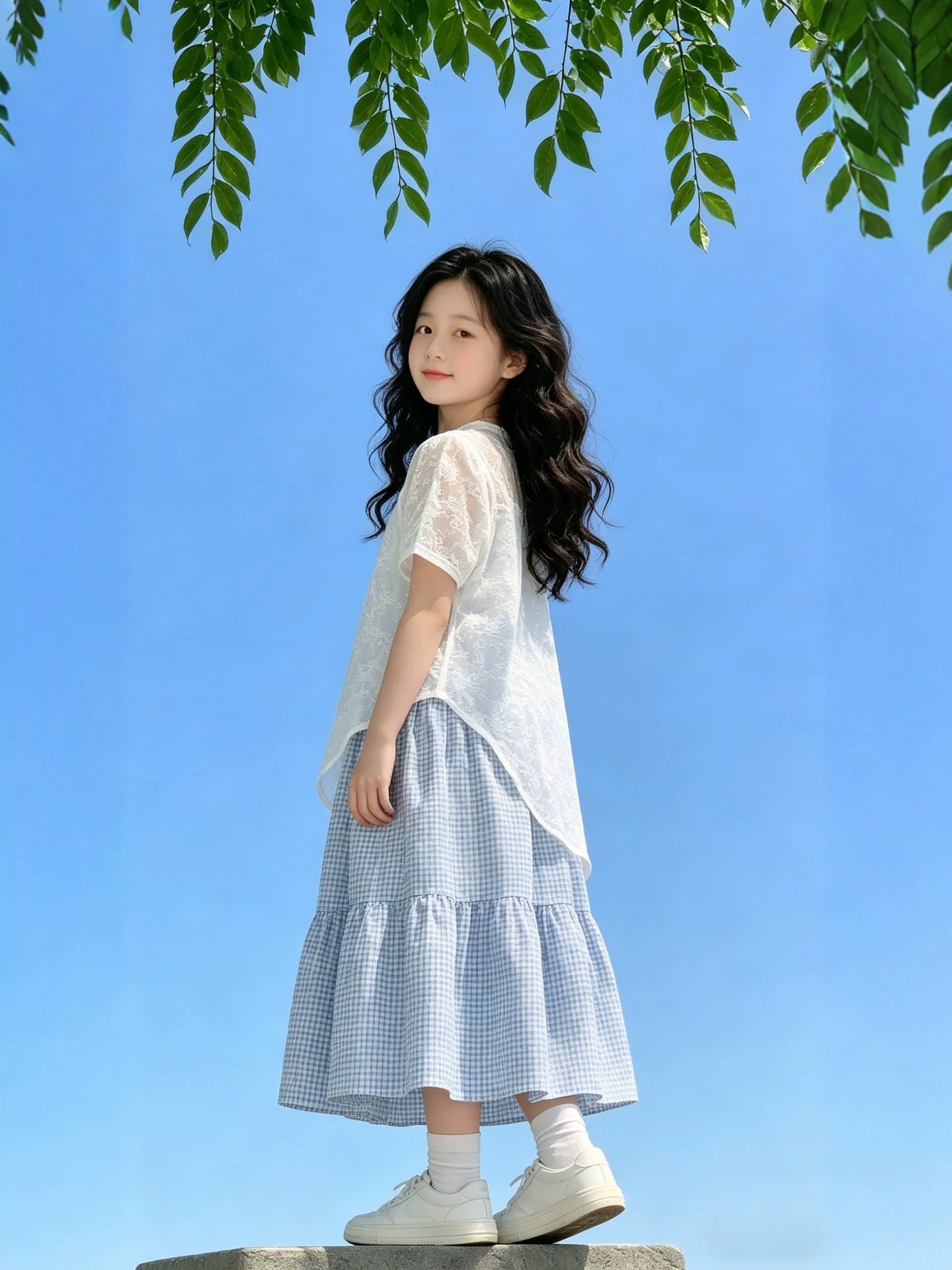 Children's Summer Korean Lace Stitching Dress Princess Style Western Children's Suit