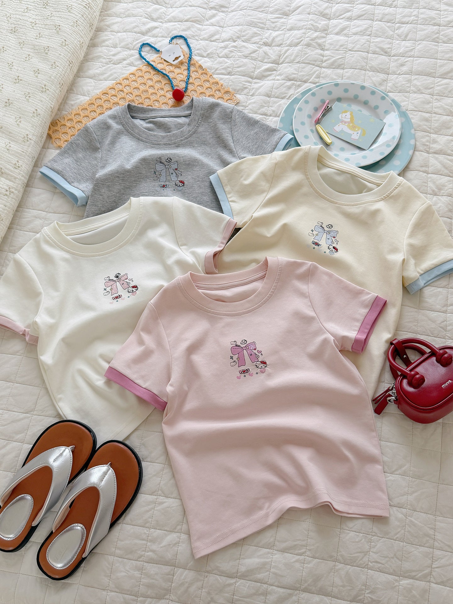 Children's Organic Pure Cotton Trendy Seamless Digital Spray Printing Embroidery Children's T-shirt