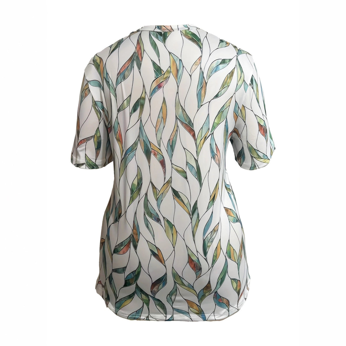 Women's Solid Color Loose Short-sleeved White Green Large Size T-shirt