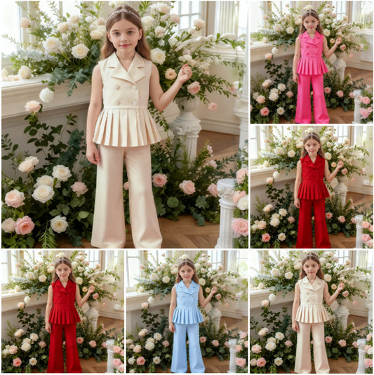 Summer Solid Color Sleeveless Lapel Pants Fashion Children's Suit