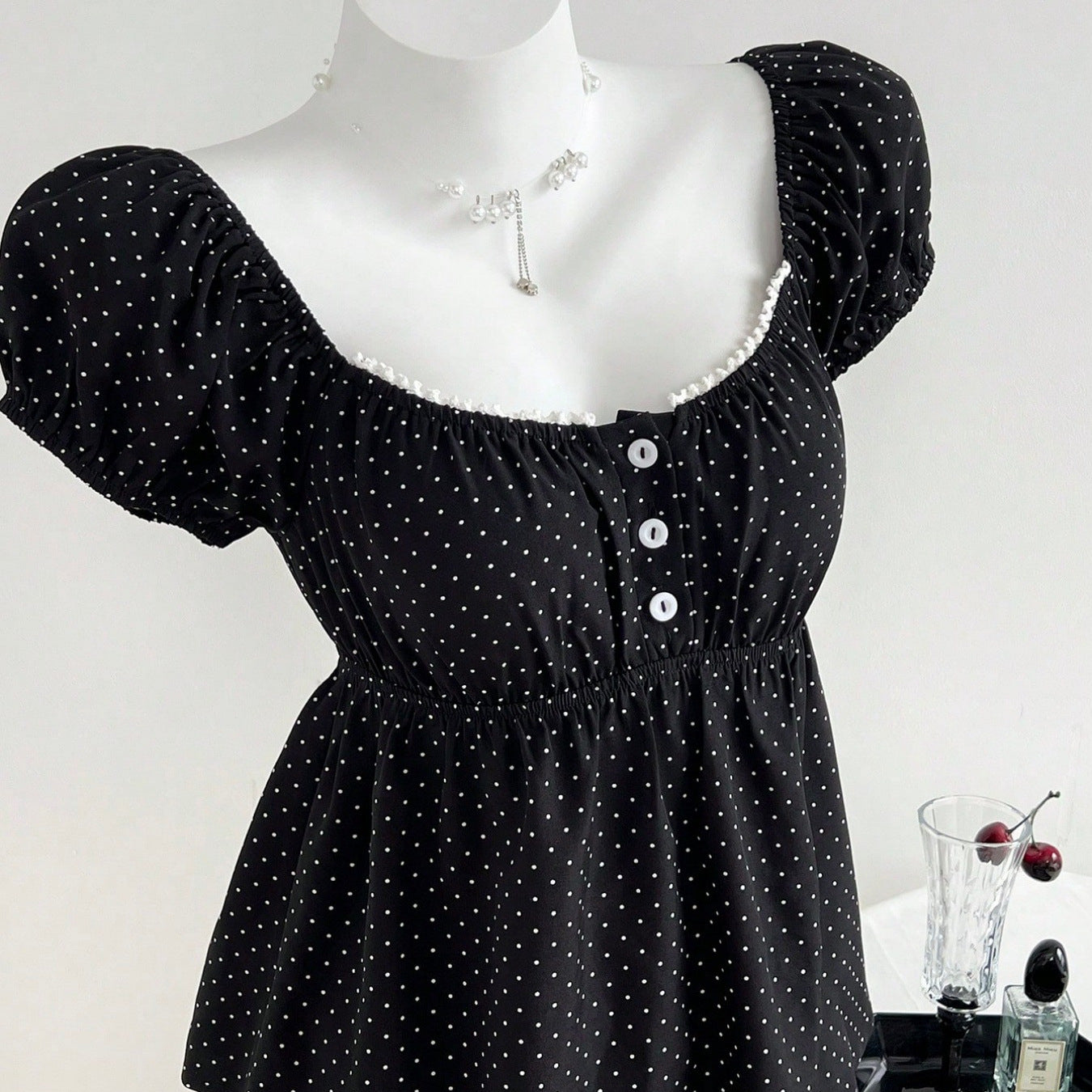 Summer Floral Edge Polka Dot Swing Fashionable Skirts