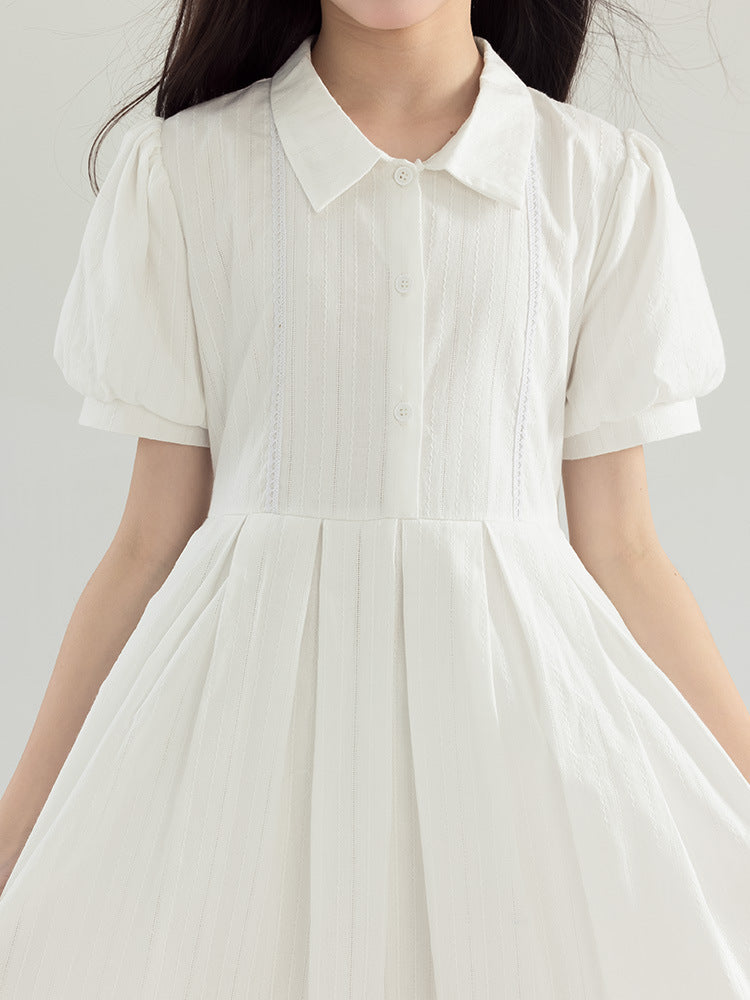 Sweet Organ Pleated Shirt Temperament College Style Children's Dress