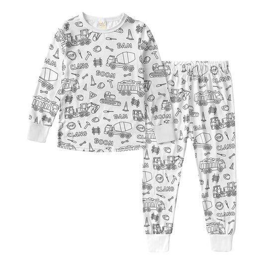 Children's Iti Pajamas Coloring Boys Sketch Set Children's Suit