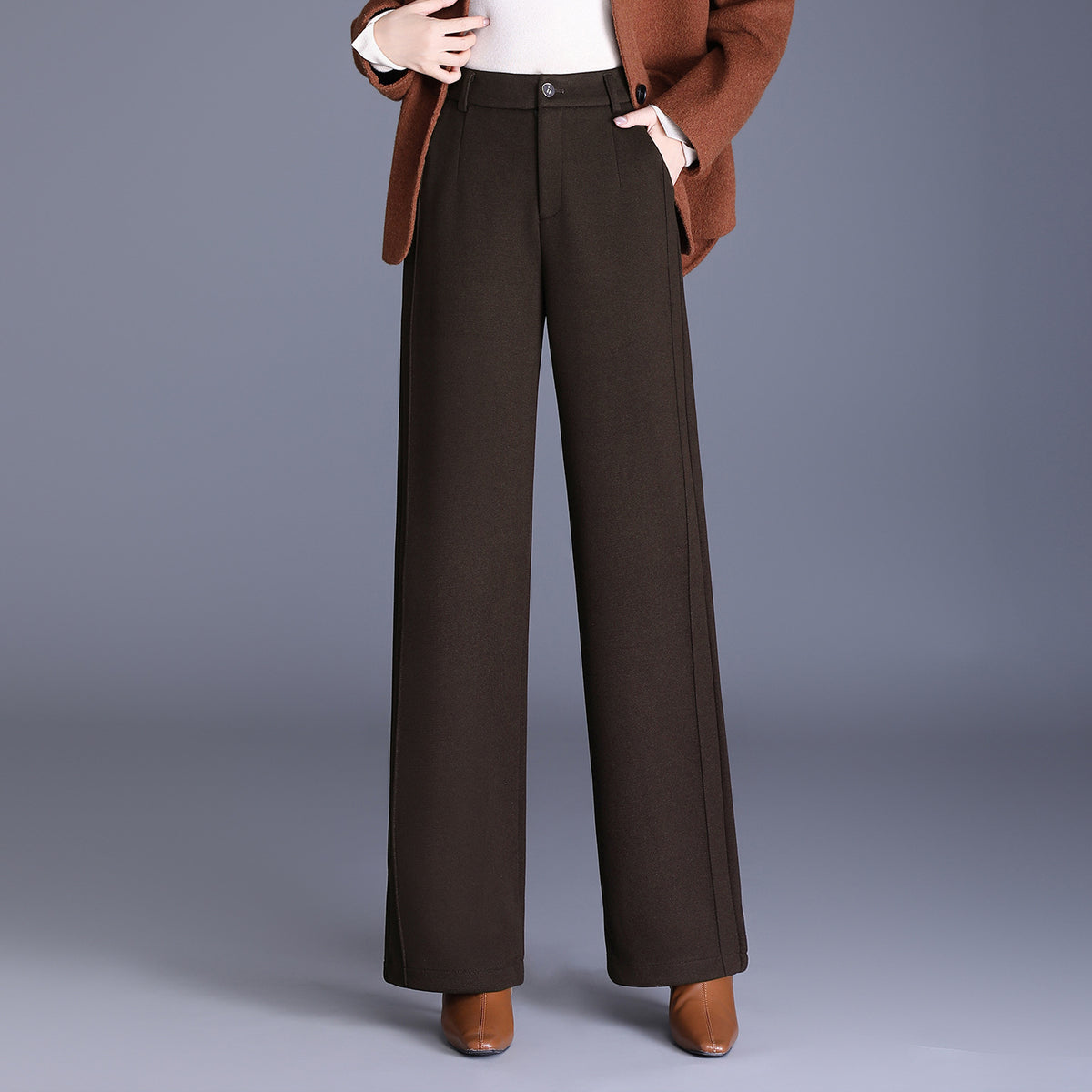 Women's Woolen High Waist Slimming Loose Wool Casual Pants