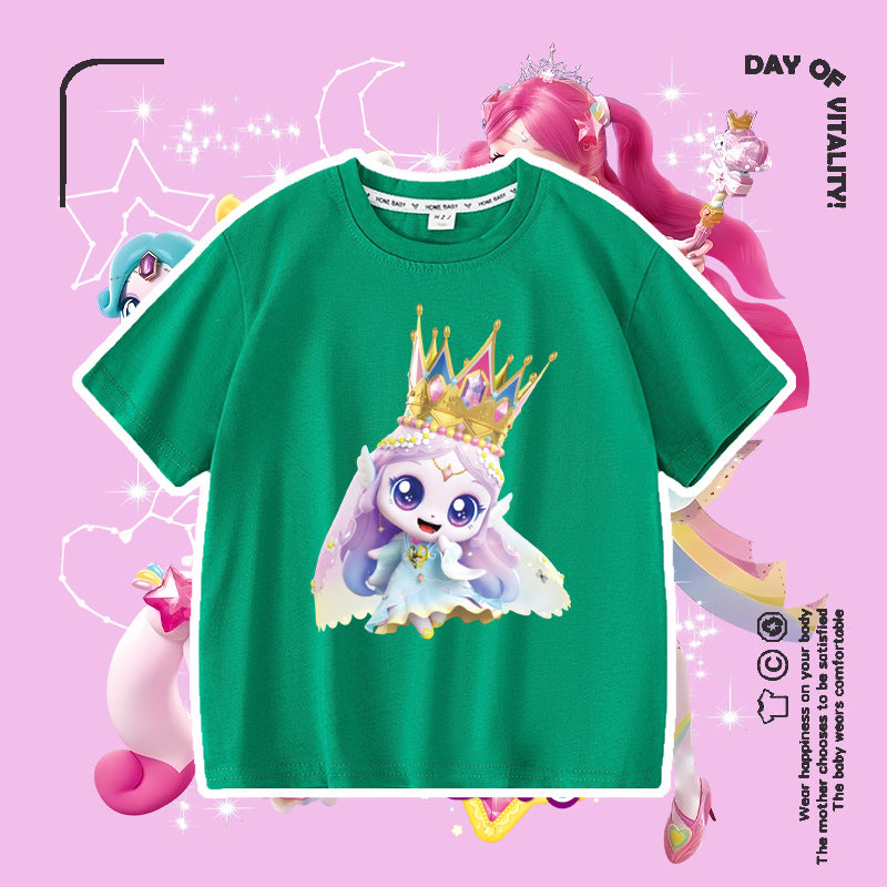 Short Sleeve Summer Fashionable Round Neck Cotton Children's T-shirt