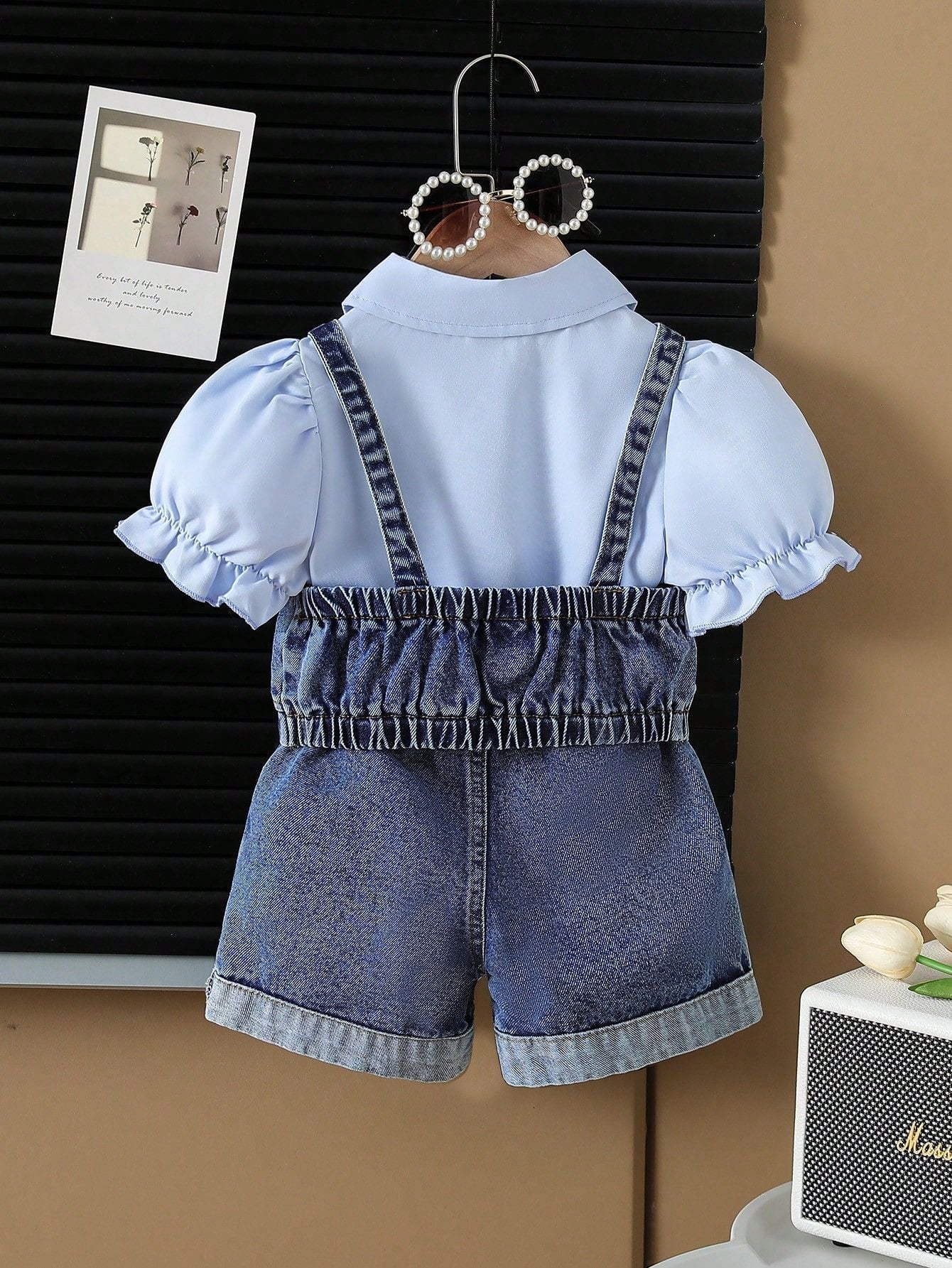 Summer Lapel Shirt Denim Vest Beaded Jeans Children's Suit