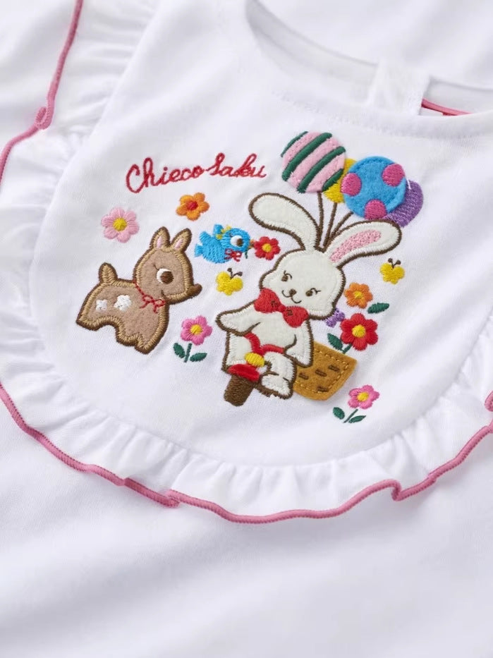 Rabbit Cotton Soft Ruffled Flying Sleeve Children's T-shirt