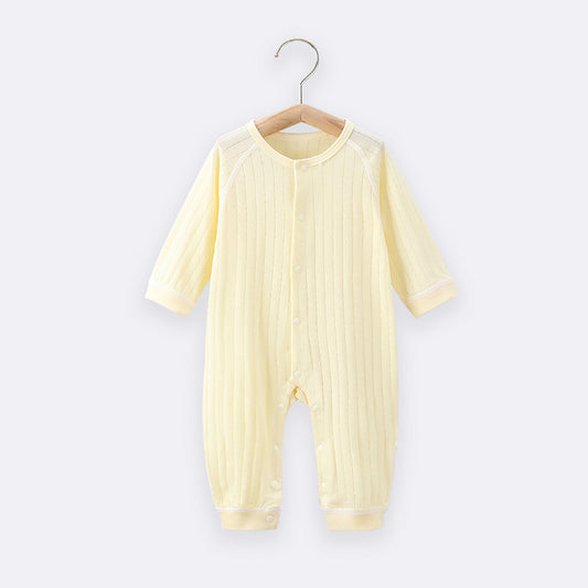 Long-sleeved Pajamas Boneless Solid Color Romper Born Cotton Air Jumpsuit, Climbing Suit