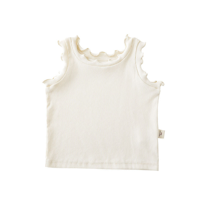 Summer Cute Tree Lacework Sleeveless Top Simple Children's T-shirt