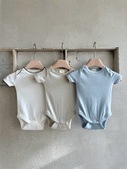 Born Clothes Summer Class Jacquard Embroidered Edge Thin Jumpsuit, Climbing Suit