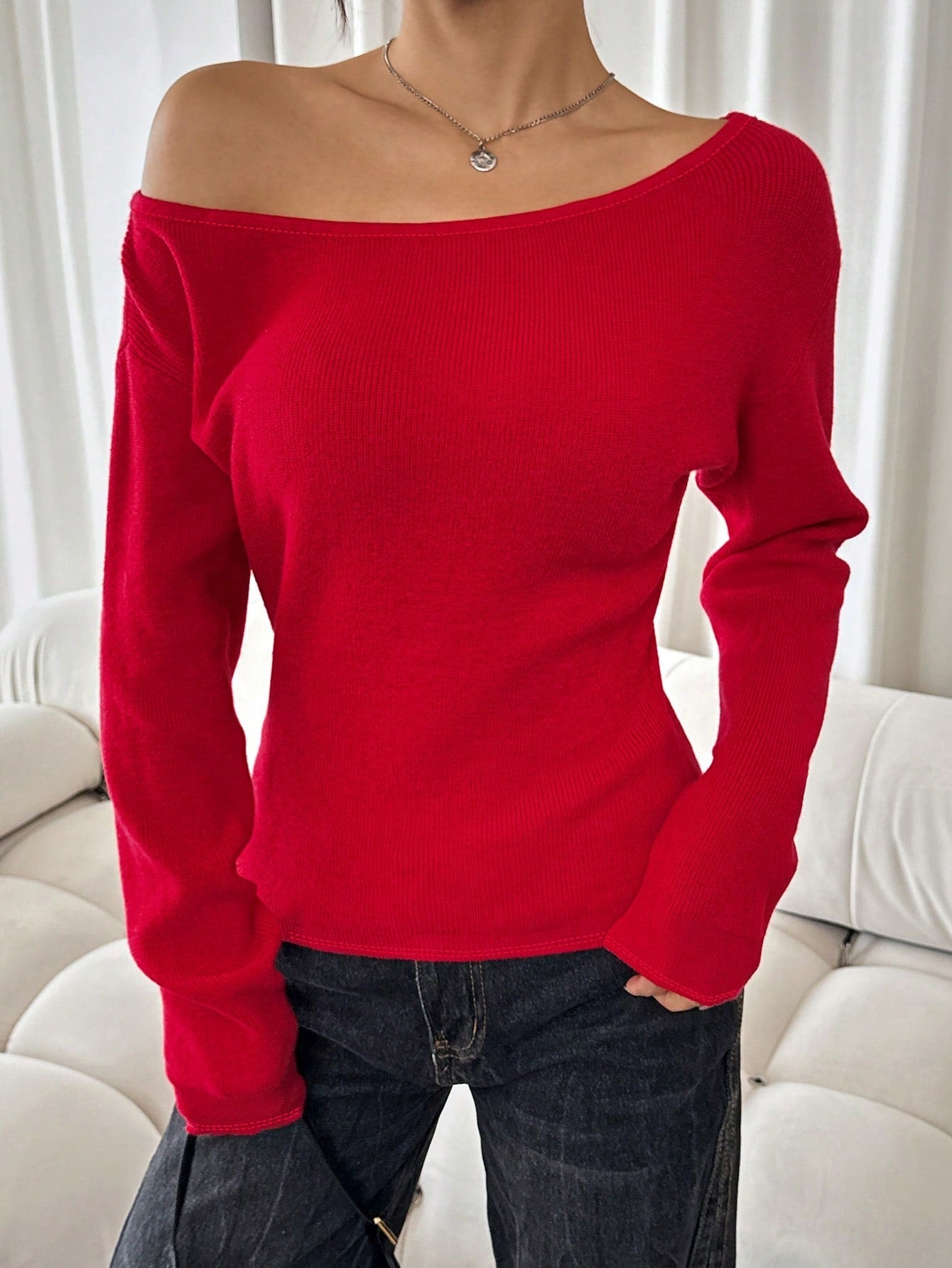 Women's Solid Color Long Sleeve Elegant Commuter Women's T-shirt
