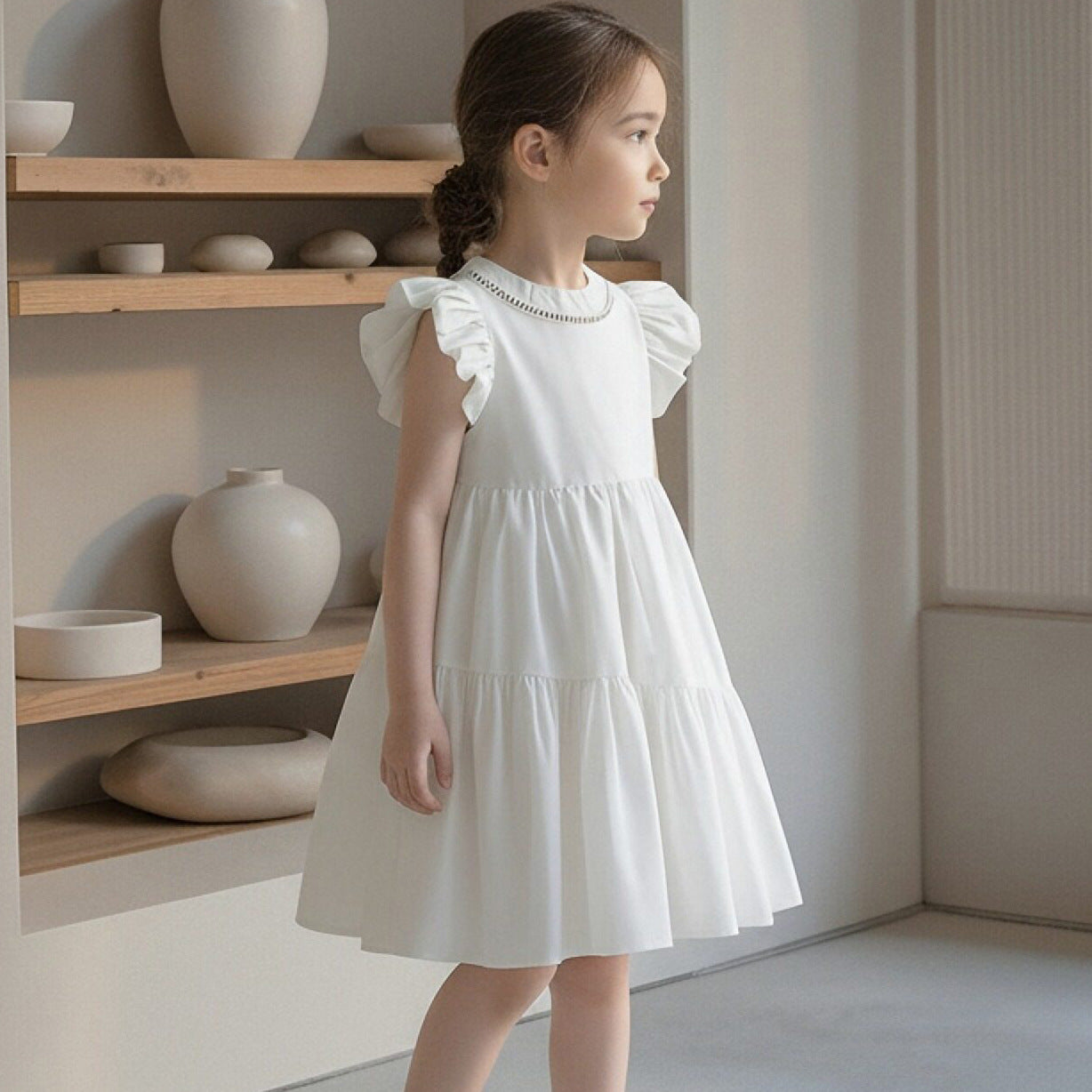 Children's Summer Fashionable Clothing Casual Puff Sleeve Children's Dress