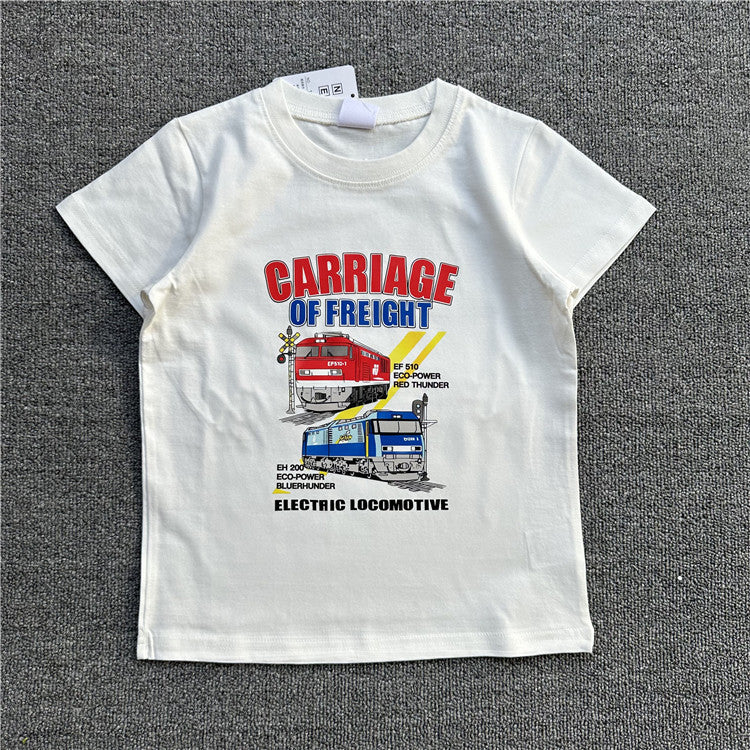 Children's Single Tram Series Short-sleeved Clothing Children's T-shirt