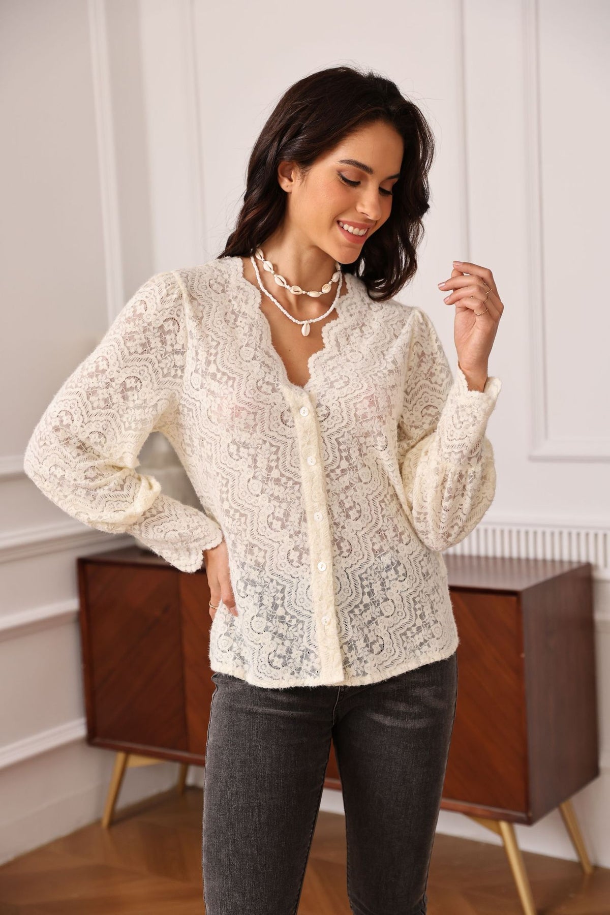Women's French Style Collar Stretch Sexy Bottoming Tops