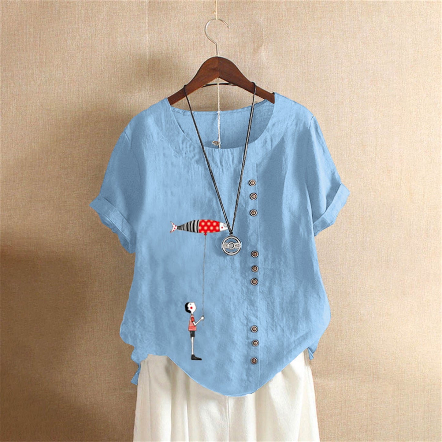 Women's Summer Retro Large Casual Loose Cotton Linen Shorts