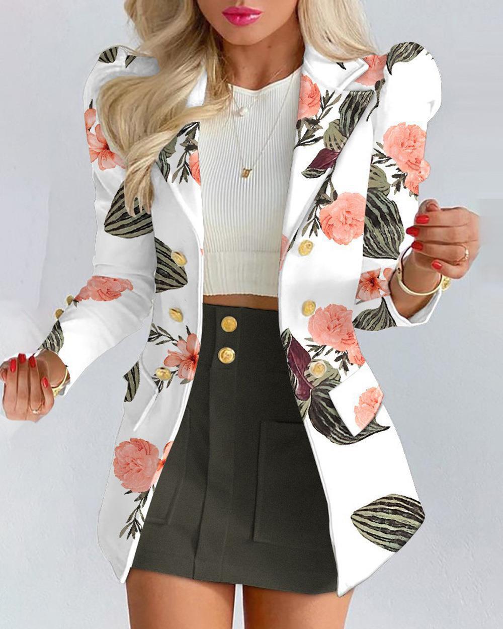 Women's Temperament Slim Fit Printed Two-piece Suits