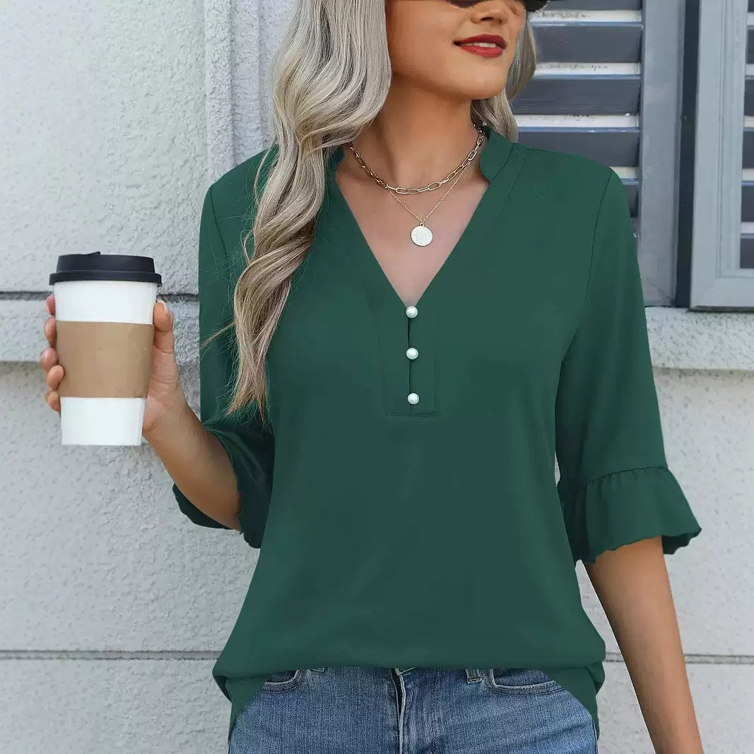 Women's Solid Color Ladies Fashion T-shirt Shirt Tops