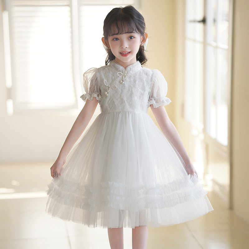 Children's Cheongsam Summer White Chinese Style Princess Children's Dress