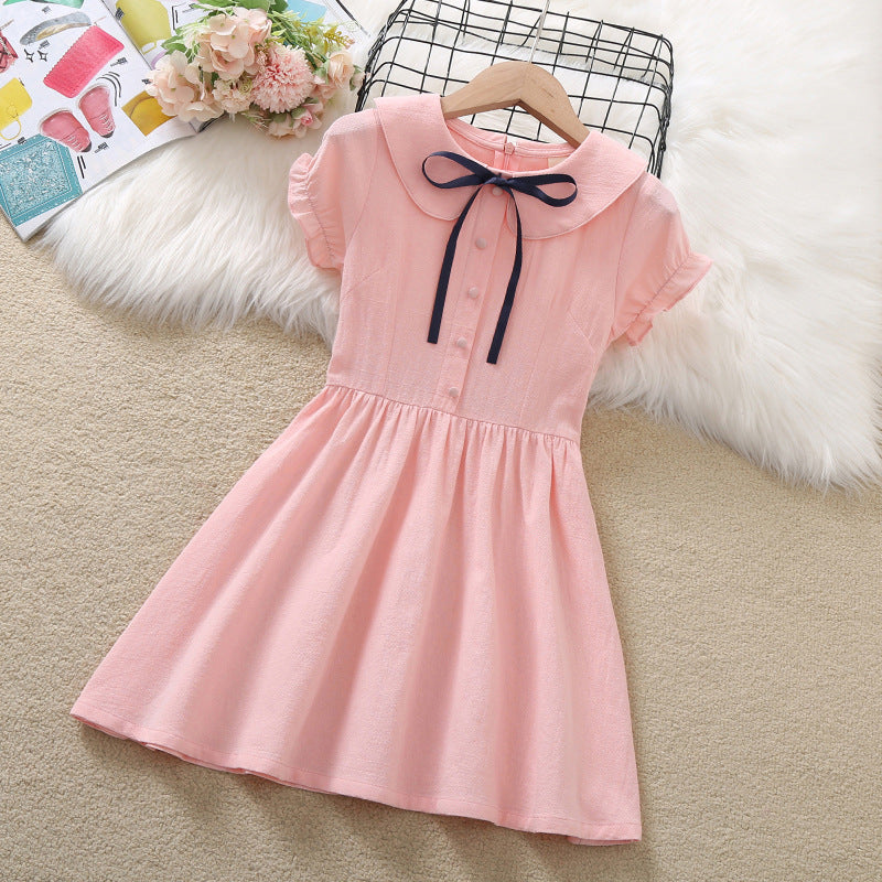 Summer Trendy Preppy Style Thin Short-sleeved Little Children's Dress