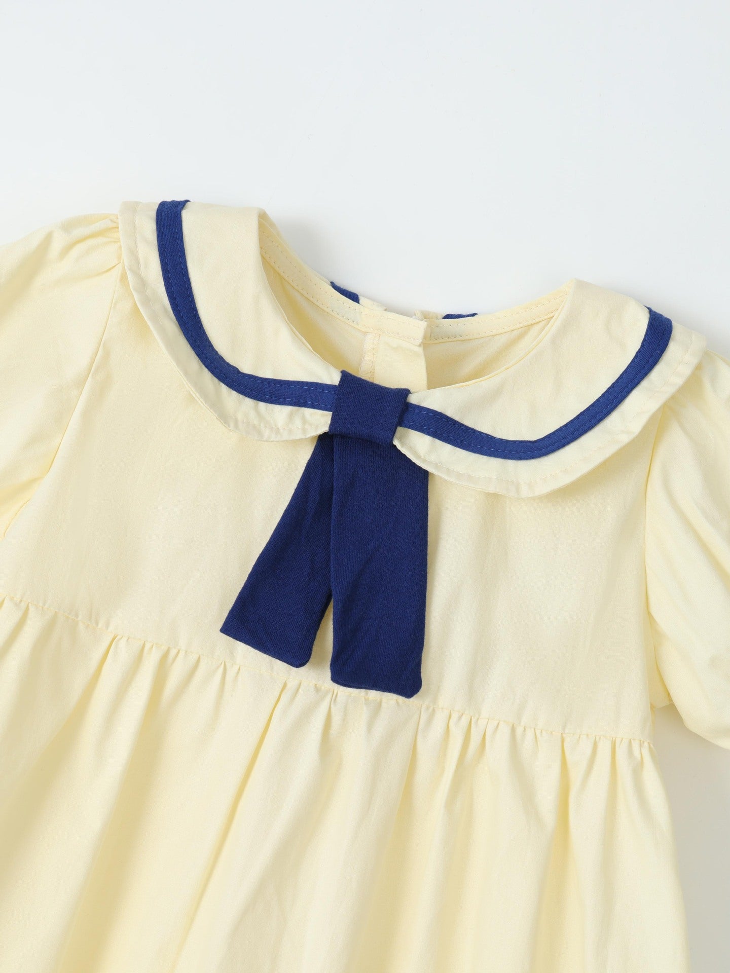 Children's Preppy Style Lapel Short Sleeve Skirt Woven Tie Children's Dress