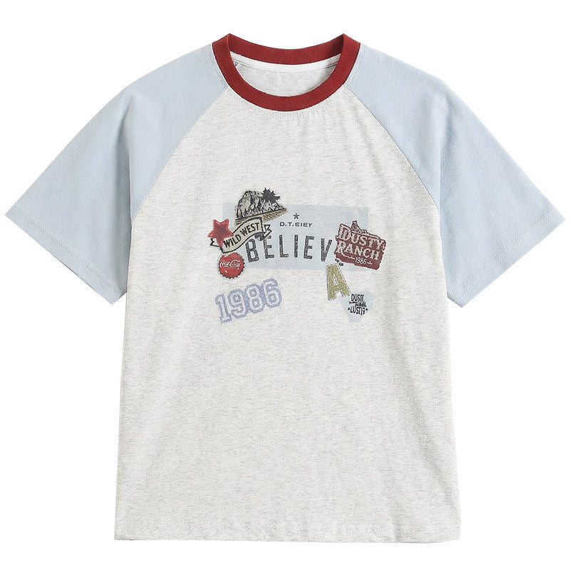 Western Style Top Summer Thin Breathable Children's T-shirt