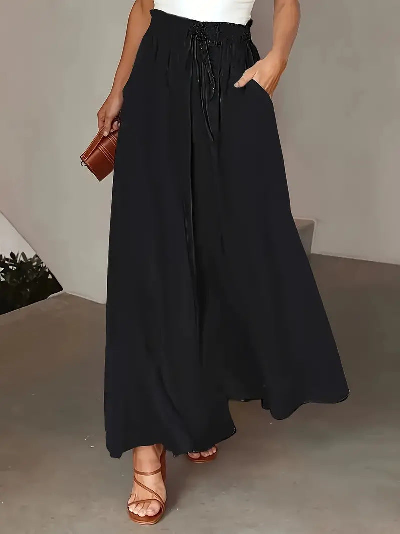 Cool Polka Dot Printed Long Culottes Casual Pants