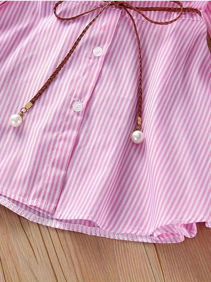 Children's Summer Shirt Fashionable Skirt Korean Style Striped Children's Dress
