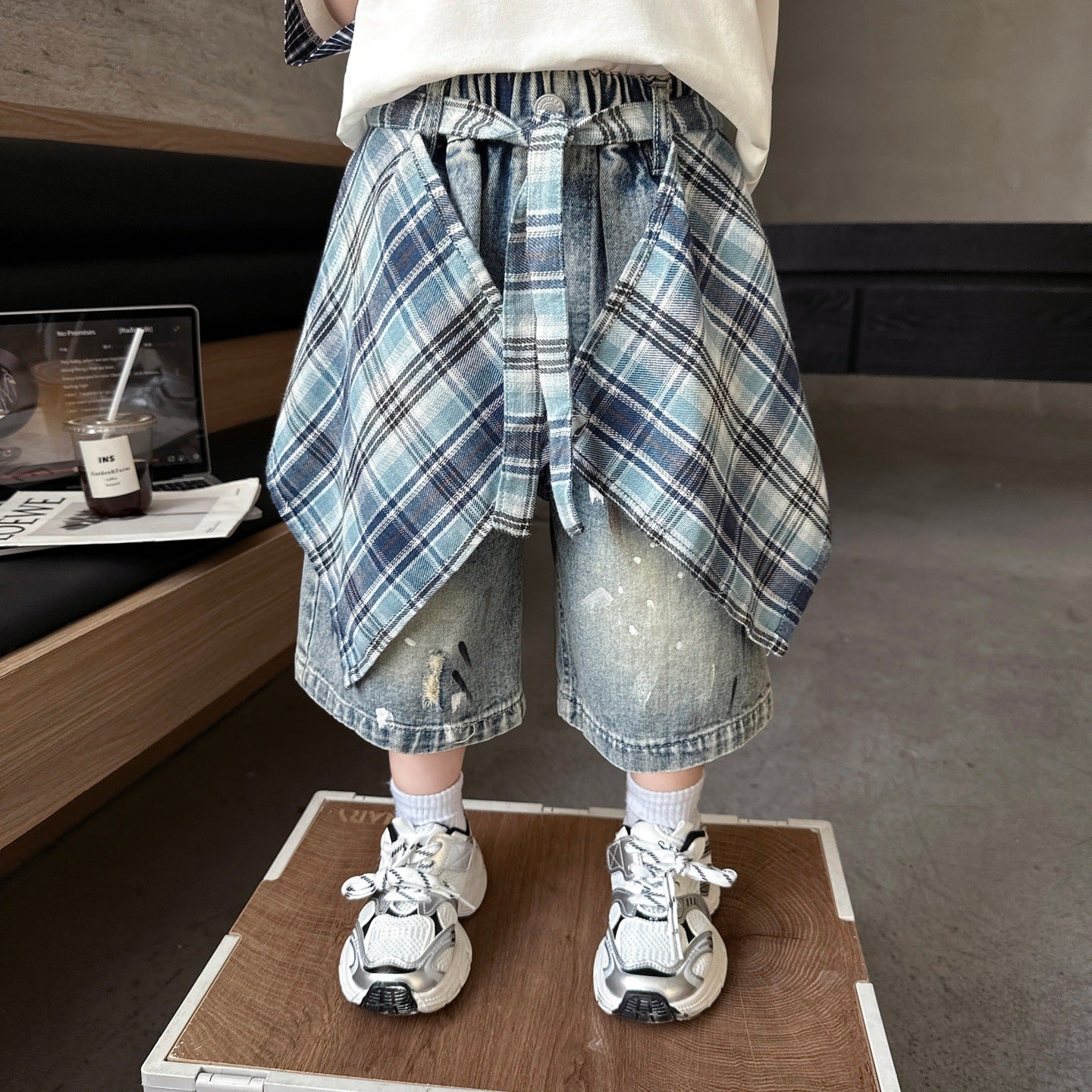 Boy Summer Clothing Fart Curtain Denim Ruffle Handsome Fashionable Casual Children's Pants