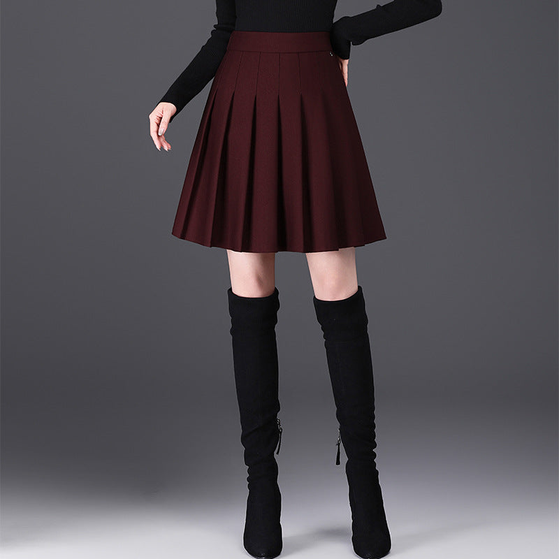 High Waist A- Line Pleated Slimming Small Skirt