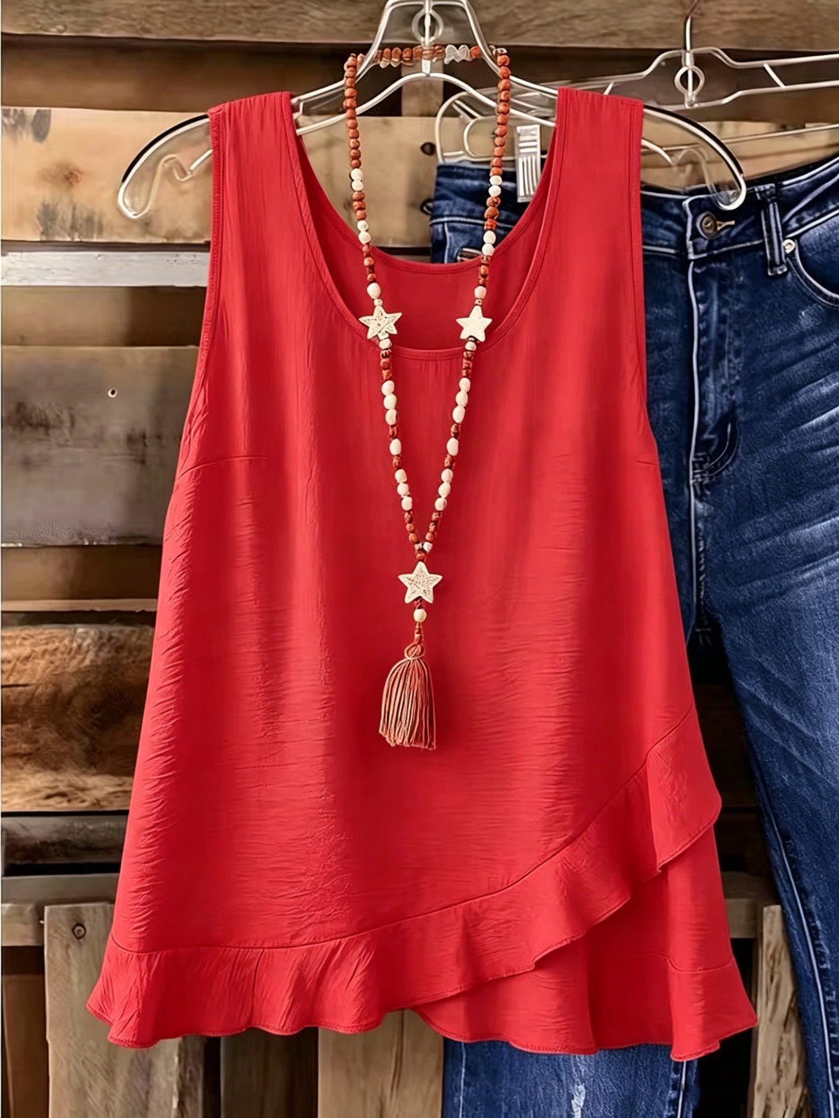 Women's Summer Solid Color Casual Sleeveless Fake Blouse