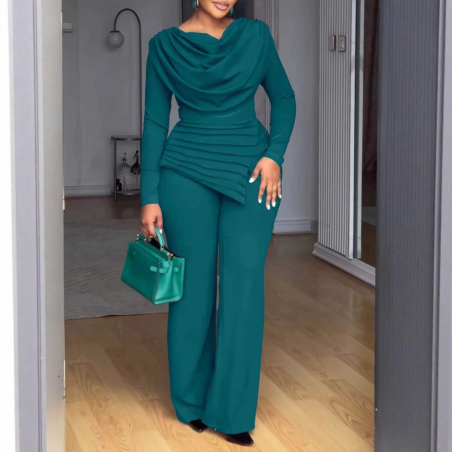 Charming Innovative Autumn Waist Bell-bottom Set Fashion Casual Suit
