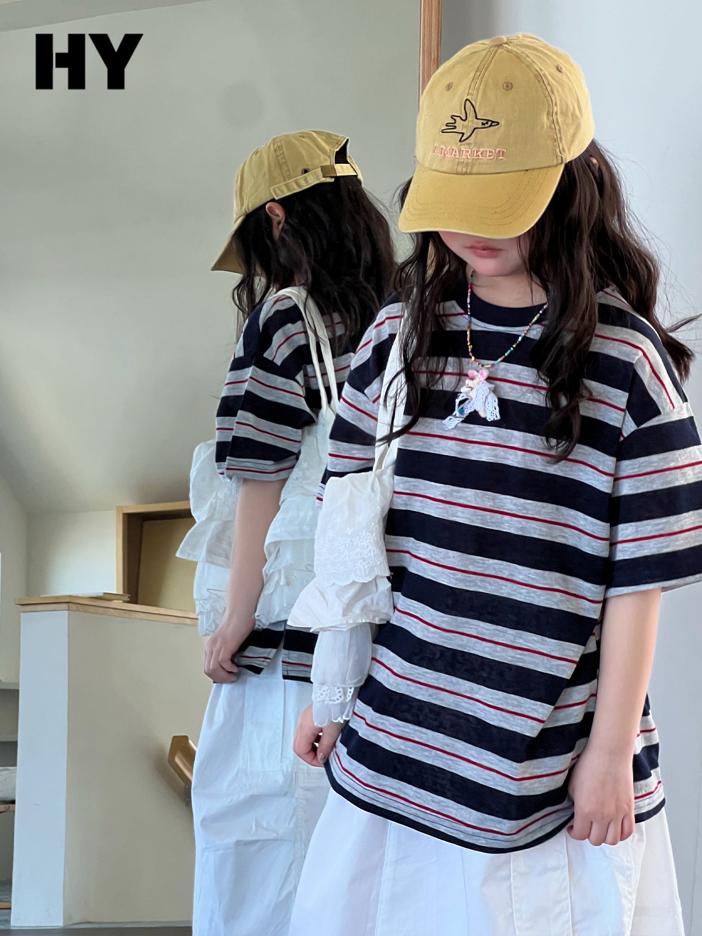 Children's Clothing Short-sleeved Western Style Striped Bottoming Children's T-shirt